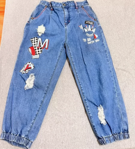 女士牛仔裤 七分裤 裤长83 臀围104 ...