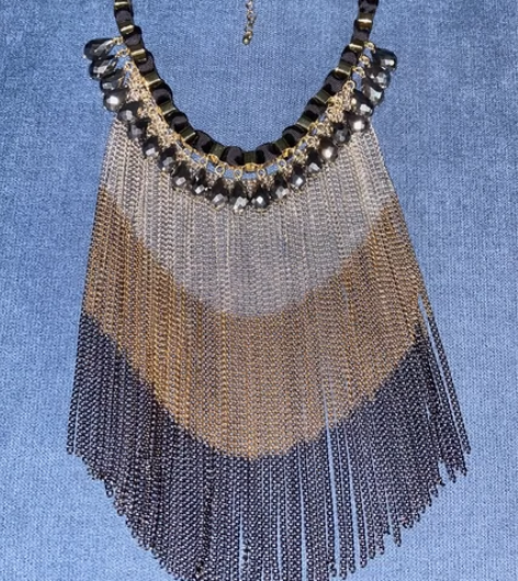 复古重工民族风流苏摇滚设计项链 孤品古着非...