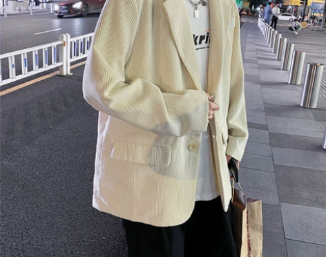 2022韩版潮流男士上衣帅气宽松港风西装外...