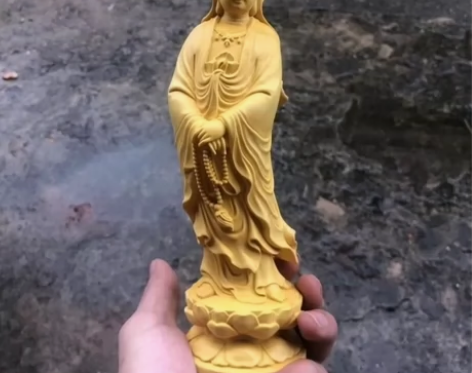全新包邮，崖柏黄杨木雕家居佛像摆件观音菩萨...