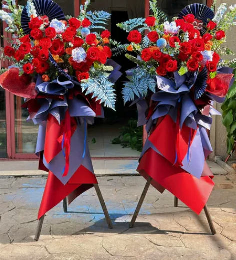 全新定做,高级感国风系列开业花篮,鲜花花篮...