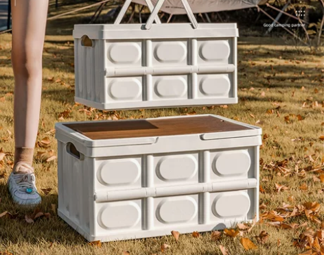 户外露营收纳箱折叠箱木盖置物箱车载后备箱整...