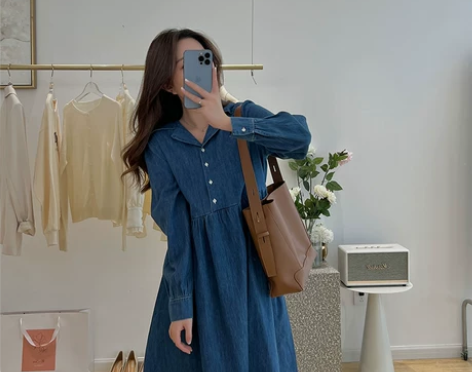 ?海明威伪瘦裙 气质挂的少女心 棉质…海军...