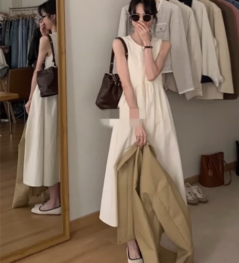 Sparks of fire褶皱拼接背心长...