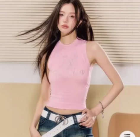 7Shiftin 多色烫钻背心辣妹风牛仔裤...