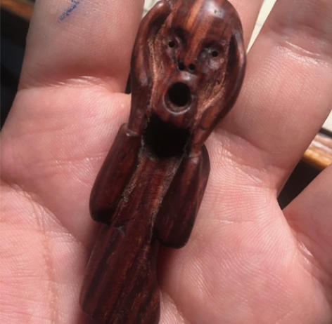 蒙克《呐喊》木雕 手工雕刻 高度五厘米多点...