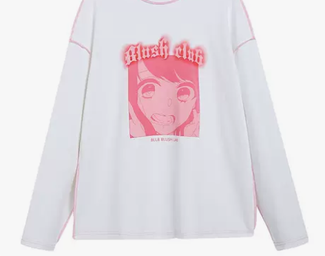 BLLB国潮牌呐喊女孩印花长袖男女情侣款反...