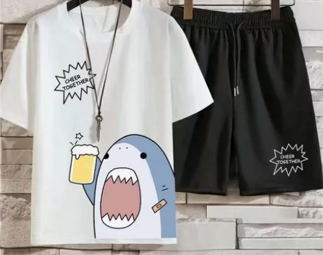 青少年休闲运动套装男学生夏季新款修身韩版t...