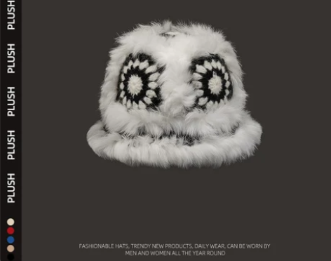 【暖心价】兔毛醒狮国潮毛线帽子女秋冬可爱毛...