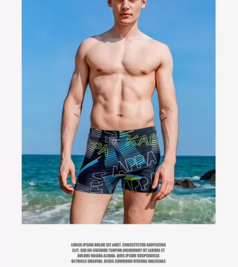 Kappa游泳裤男士平角短裤防尴尬专业训练...