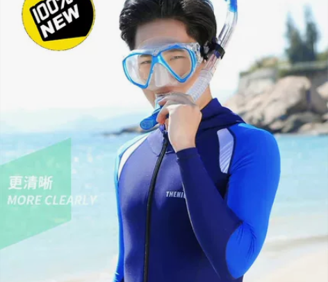 潜水面罩浮潜三宝全干式可呼吸管成人近视全面...