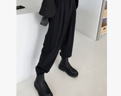 ?春秋宽松直筒萝卜哈伦裤束脚工装裤女显瘦百...