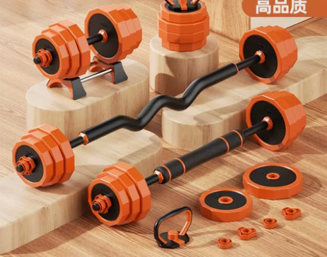 哑铃男士家用健身器材宿舍杠铃套装力量训练可...