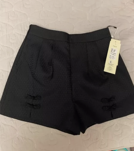婆婆送的 黑色高腰短裤 全新带吊牌 中国风...