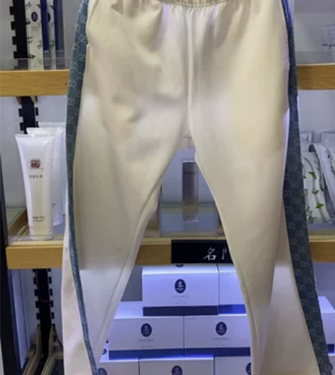 G家新款拼接格子牛仔裤女韩版宽松阔腿直筒休...