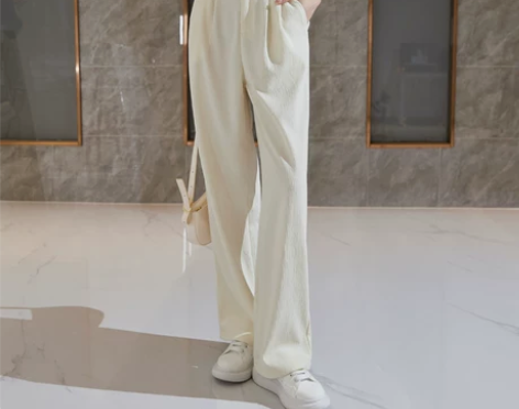 冰丝阔腿裤女高腰2023夏季新款宽松直筒显...