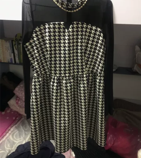 拉go go的千鸟格连衣裙，拉夏贝尔的羊皮...