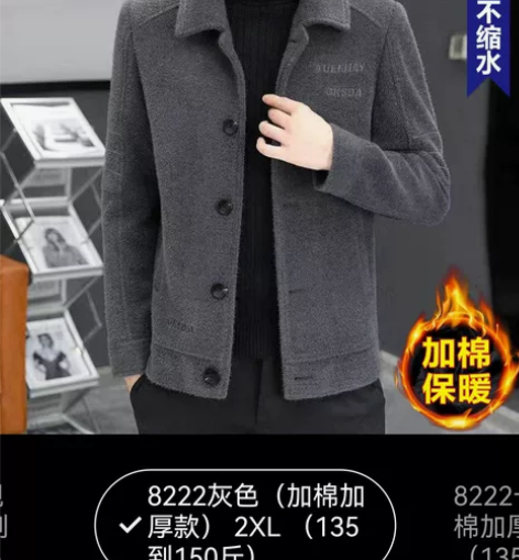 啄木鸟毛呢大衣男士翻领外套加厚短款呢子20...