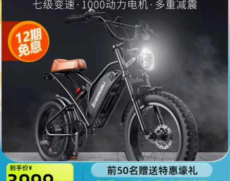 正步20寸宽肥胎山地车变速代步复古越野沙滩...