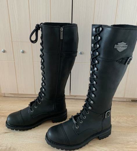 37 码哈雷机车高筒女靴 固特异上线工艺头...