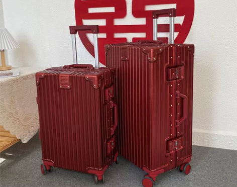红色结婚行李箱女新娘陪嫁箱密码箱嫁妆箱婚庆...