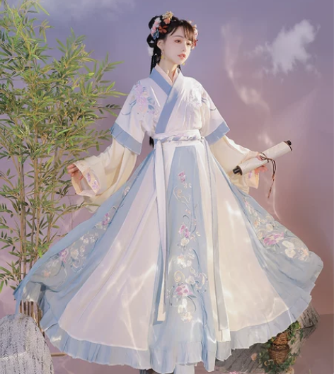 檀香阁原创汉服女春庭雪晋制齐腰魏晋风交领中...