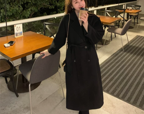 小宜定制◆城市猎人 双面呢子大衣女羊毛气质...