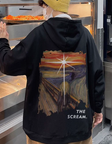 卫衣男春秋季连帽美式印花新款宽松加绒厚冬装...