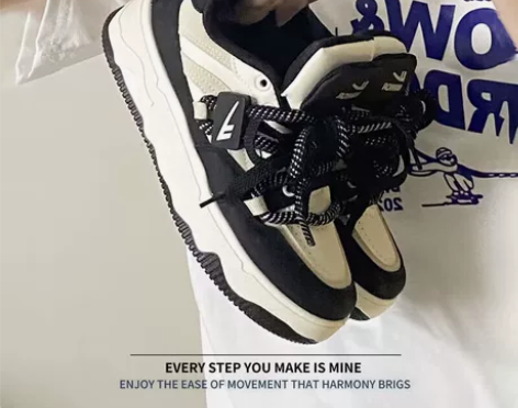 回力板鞋2023夏季透气新款情侣鞋黑白熊猫...