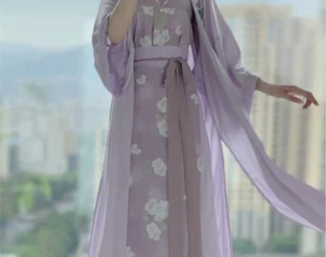 唐伊坊原创汉服女思慕新中式宋制长干寺旋裙日...