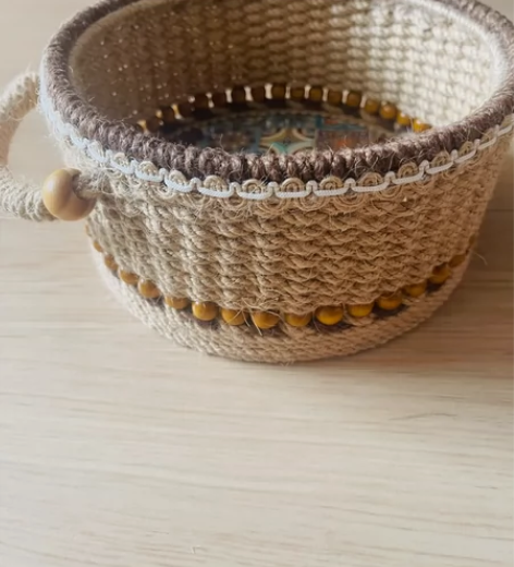 全新纯手工编织工艺品  可置物收纳 做工细...