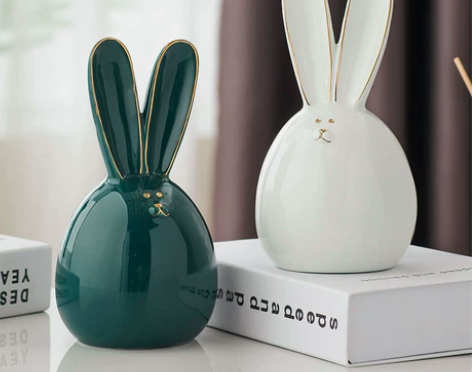 北欧轻奢风兔子小摆件客厅电视柜创意摆设卧室...