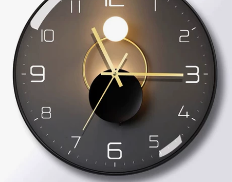 全新 现代时尚光影艺术静音客厅挂钟网红家用...