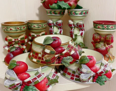 富丽 苹果 烛台 收纳盘 树脂摆件工艺品绝...