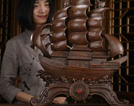 一帆风顺帆船摆件老板办公室桌装饰品龙船