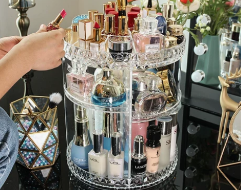 旋转化妆品收纳盒透明亚克力梳妆台护肤品口红...