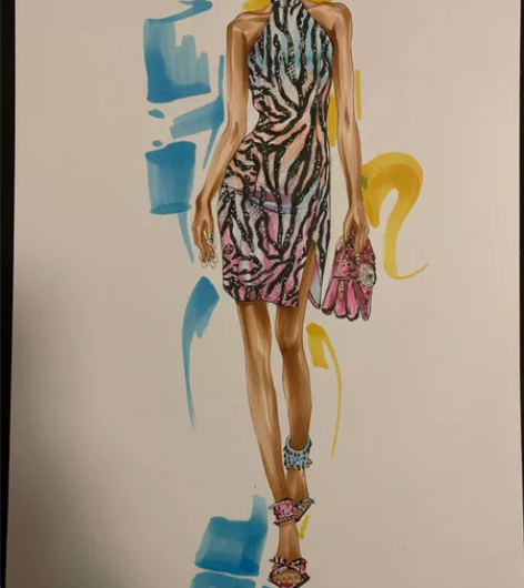 时装画 马克笔 服装效果图  按要求定制 ...