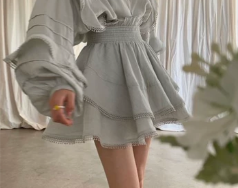 ICELOLLY法式泡泡袖衬衫女夏季设计感...