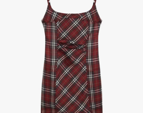 格子甜辣妹吊带连衣裙女夏季新款短裙纯欲风性...