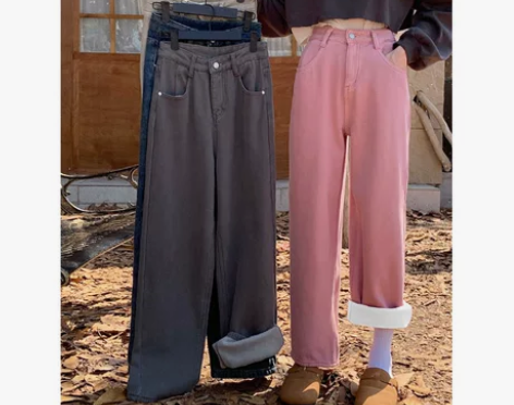 早春季直筒阔腿牛仔裤女装2023新款韩版复...