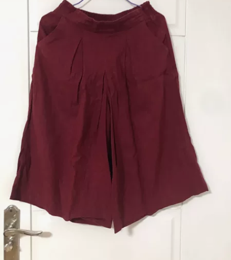 棉麻中裤阔腿裤，腰围不拉直66cm，70c...